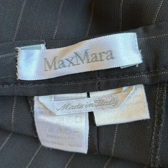 MaxMara Black & White Pinstripe Trouser Pants Straight-Leg Tailored Mid Rise - Picture 6 of 8